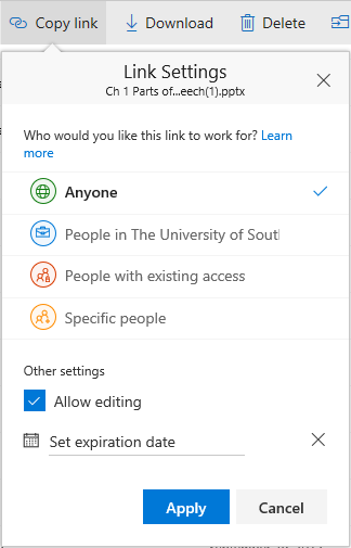 screenshot of a link setting application