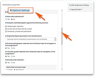 turnitin optional settings images