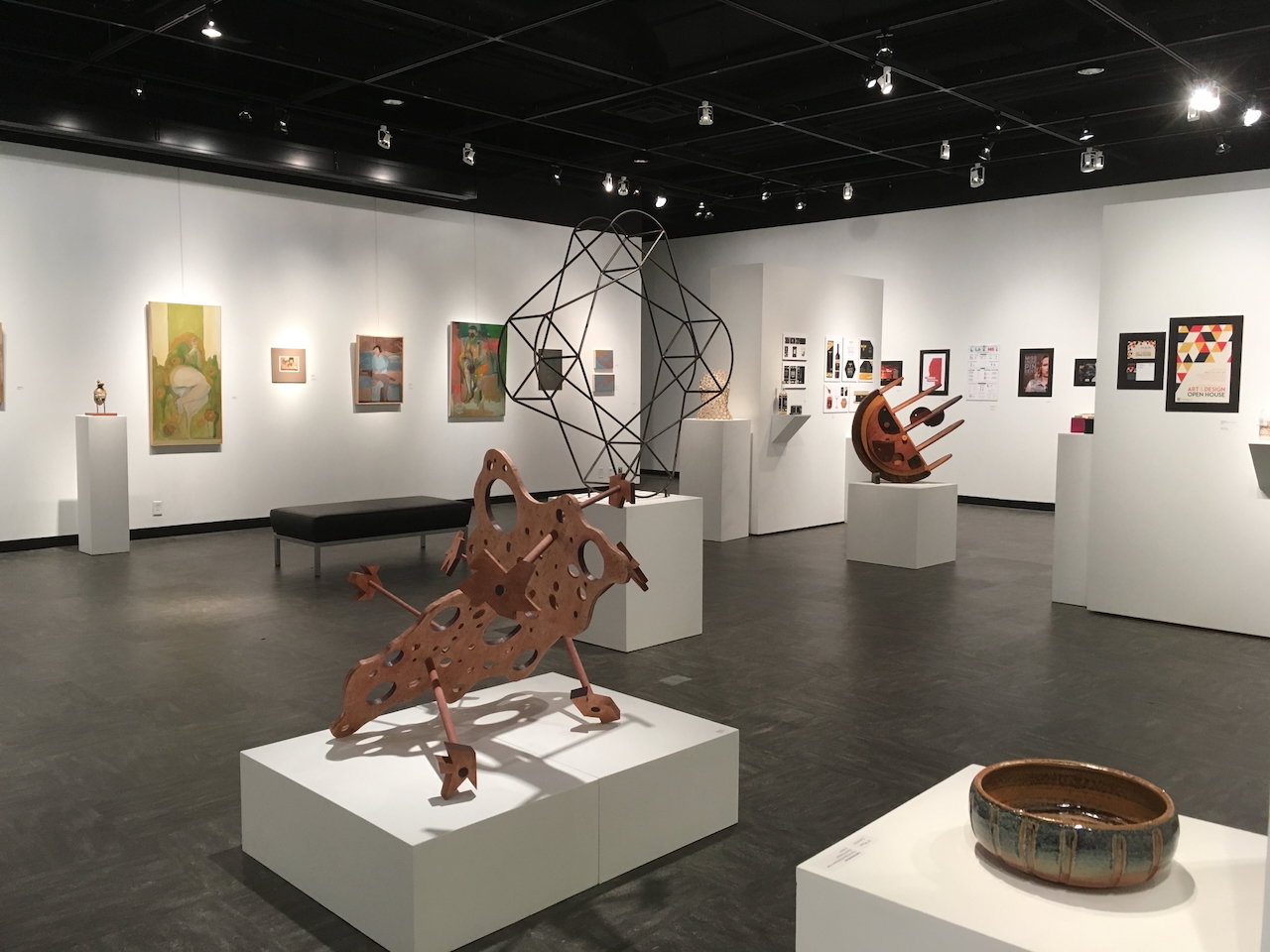 art museum with sculptures and paintings