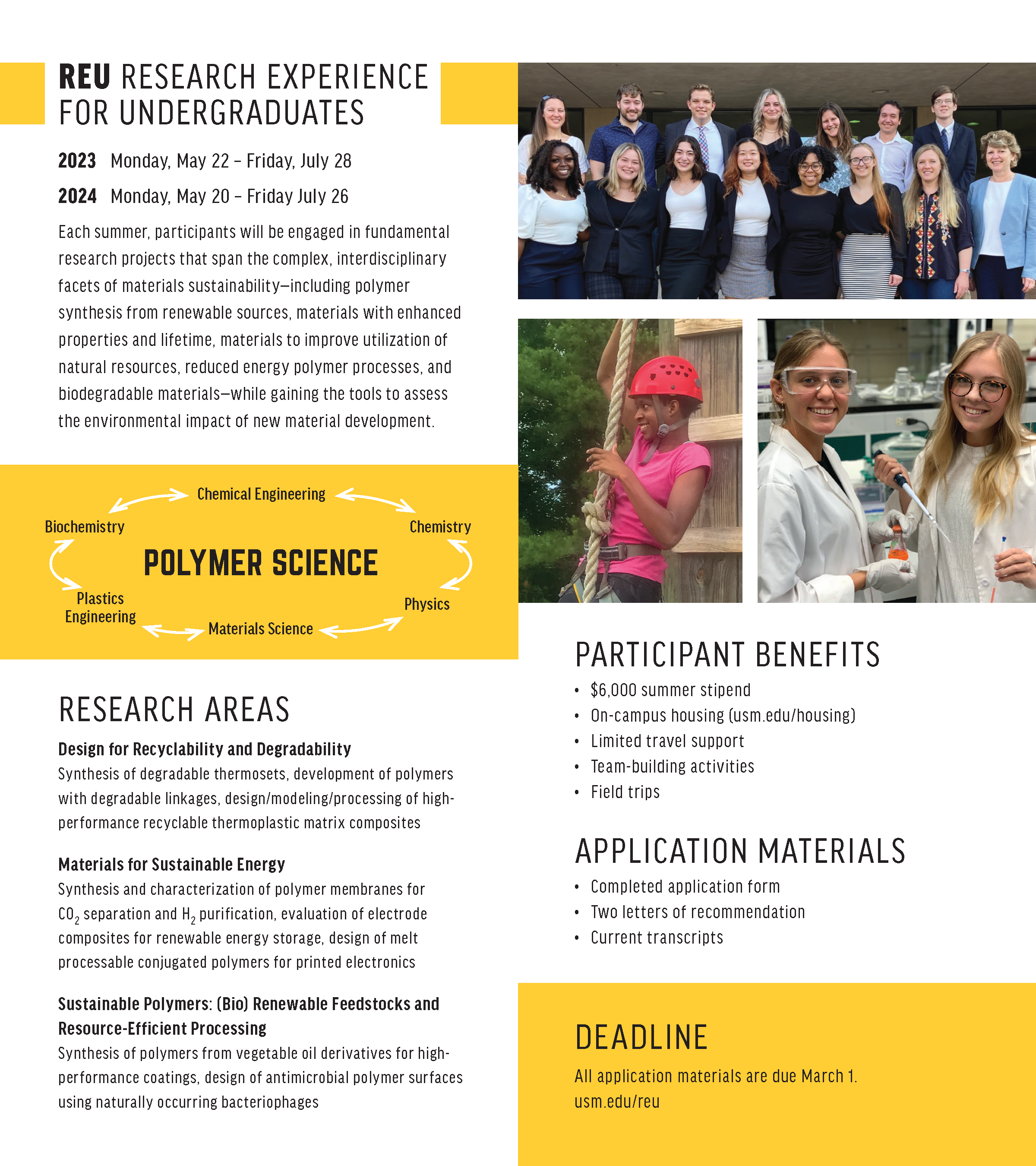 2023_2024 REU Program in Polymer Science and Engineering at Southern Miss