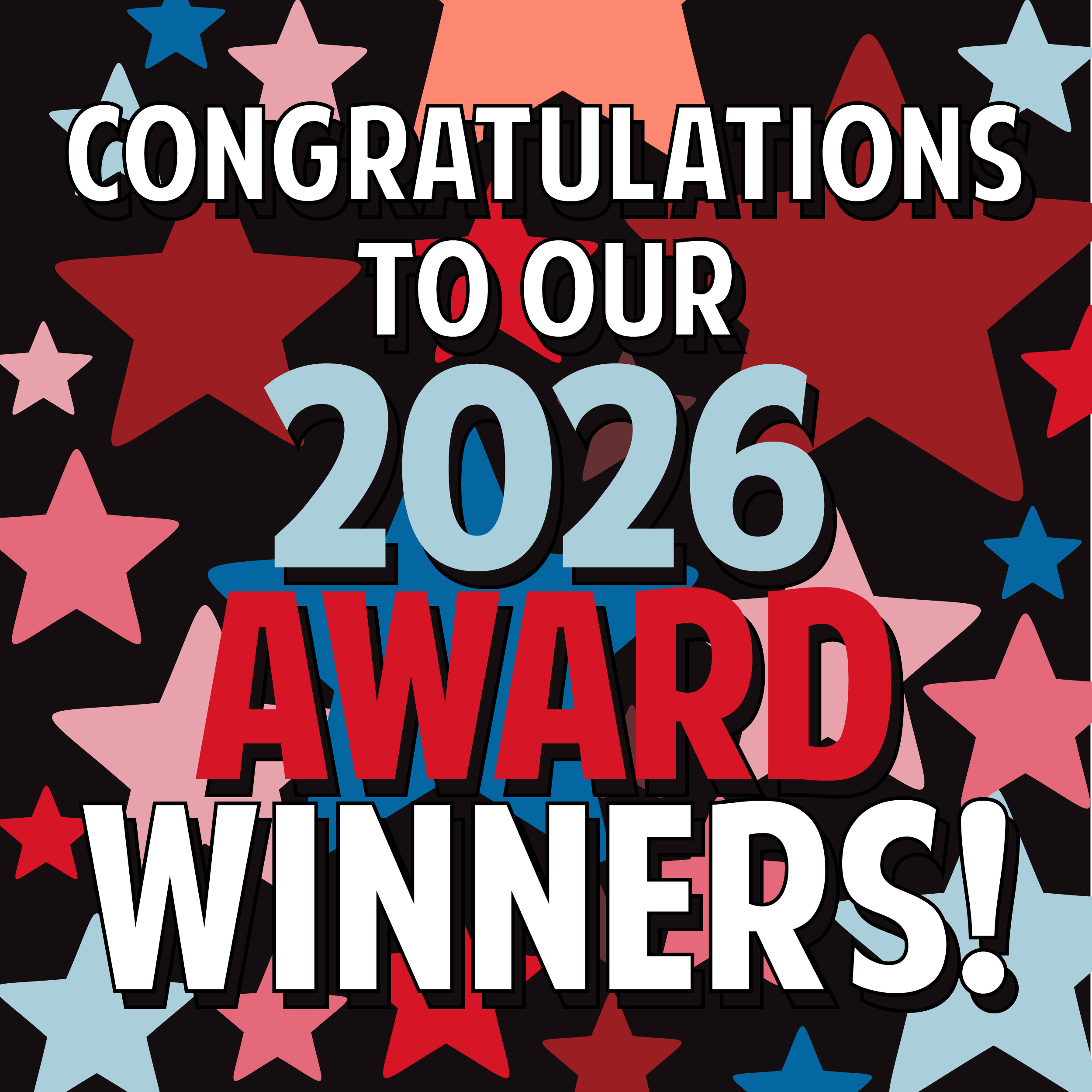 Decoative image offering congratulations to the 2026 award winners
