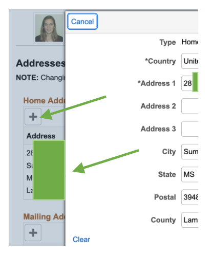 Screenshotrd of the address entry boxes
