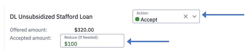 Screenshot of the text entry box which allows you to reduce the amount of aid 