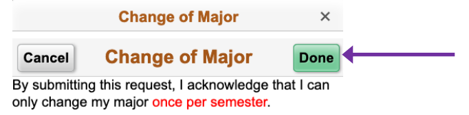 Screenshot of Acknowledgement button