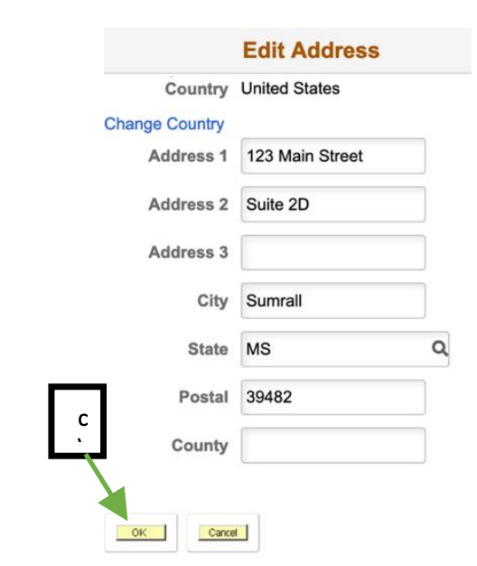 Screenshot of the okay button