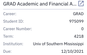 Screenshot of the Academic and Financial Agreement header