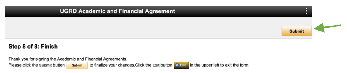 Screenshot of the submit button