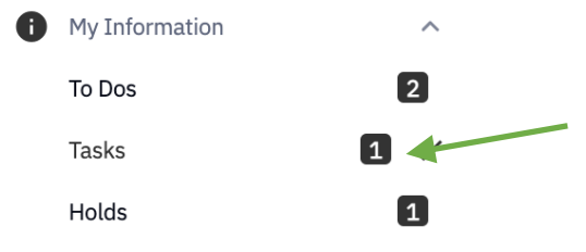 Screenshot of Tasks Button