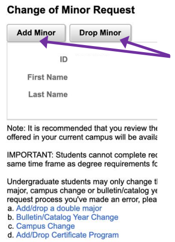 Screenshot of the information provided by SOAR about adding and dropping minors