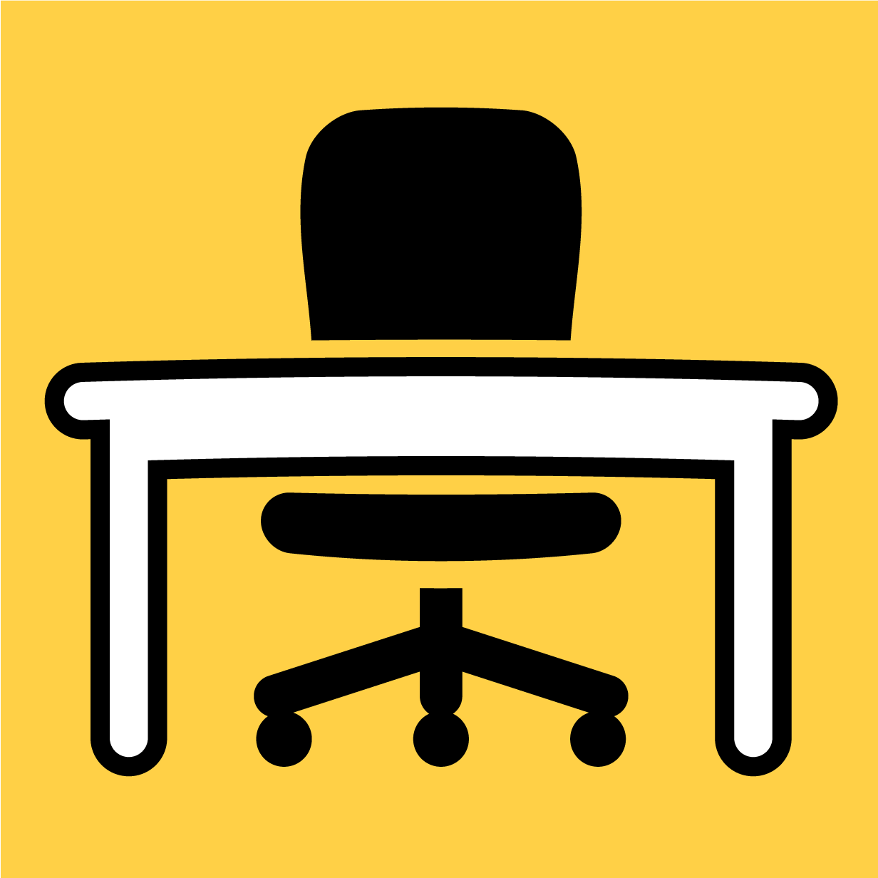 Image of a desk with a swivel chair