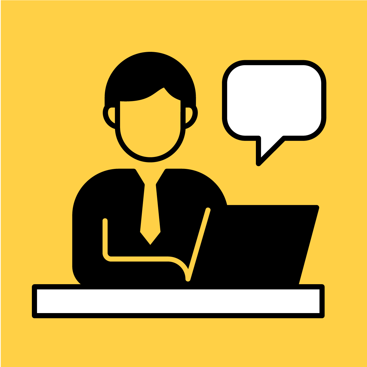 Image of a professor at a desk speaking