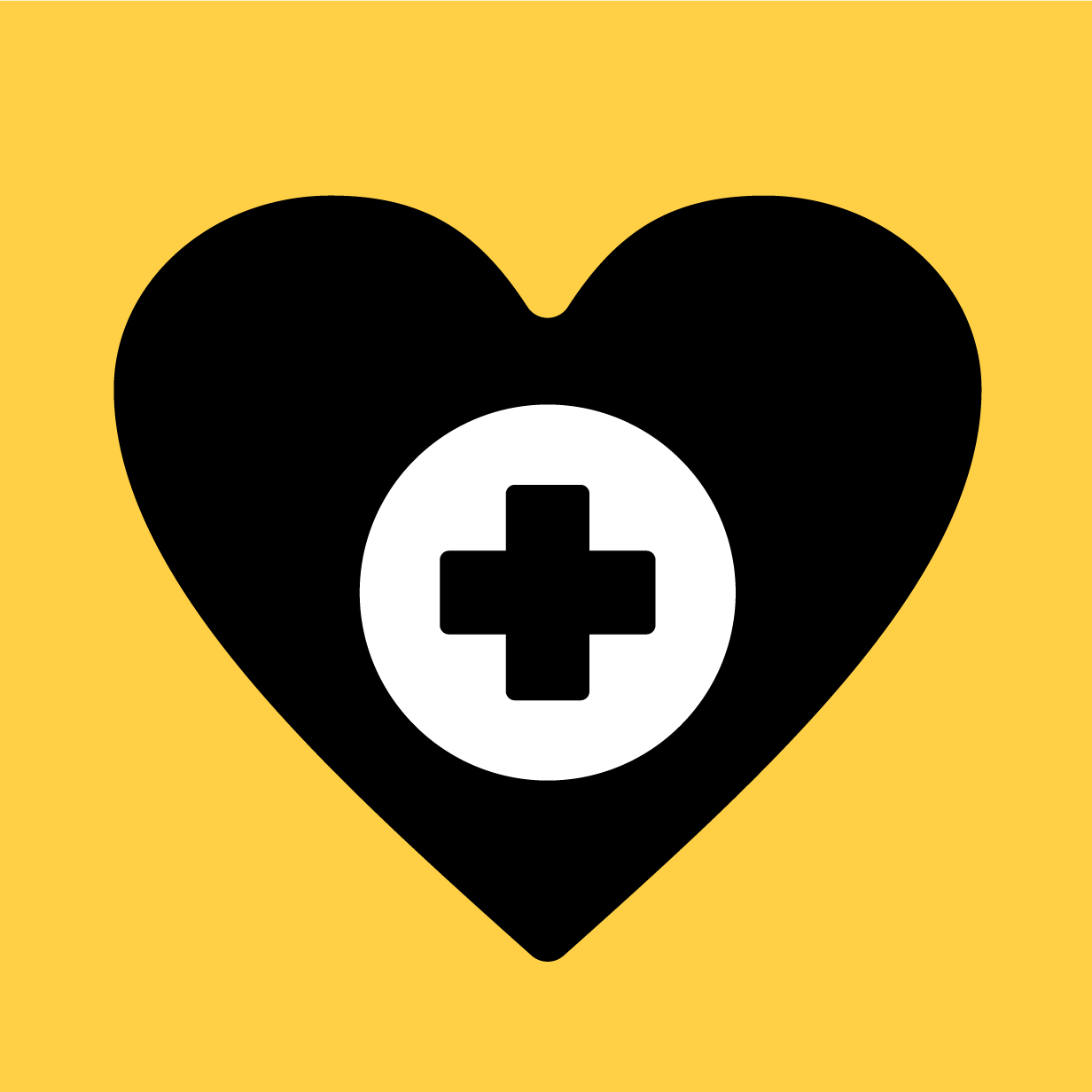 Image of a heart with a health symbol in the middle