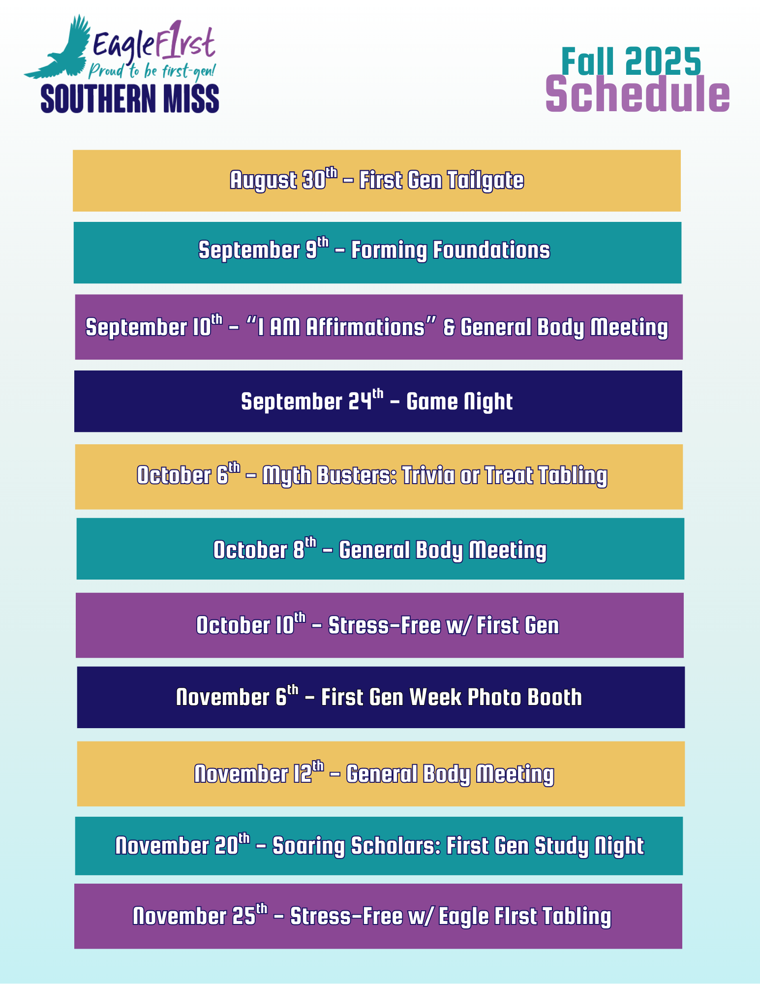 Eagle F1rst Fall 2025 Events