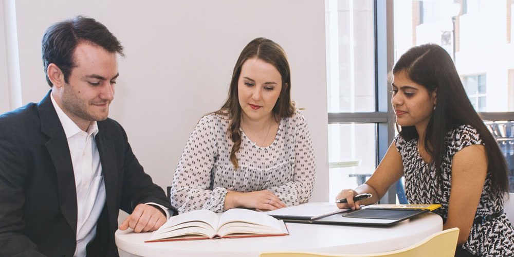 business students in meeting