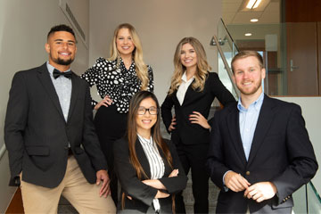 business students power posing