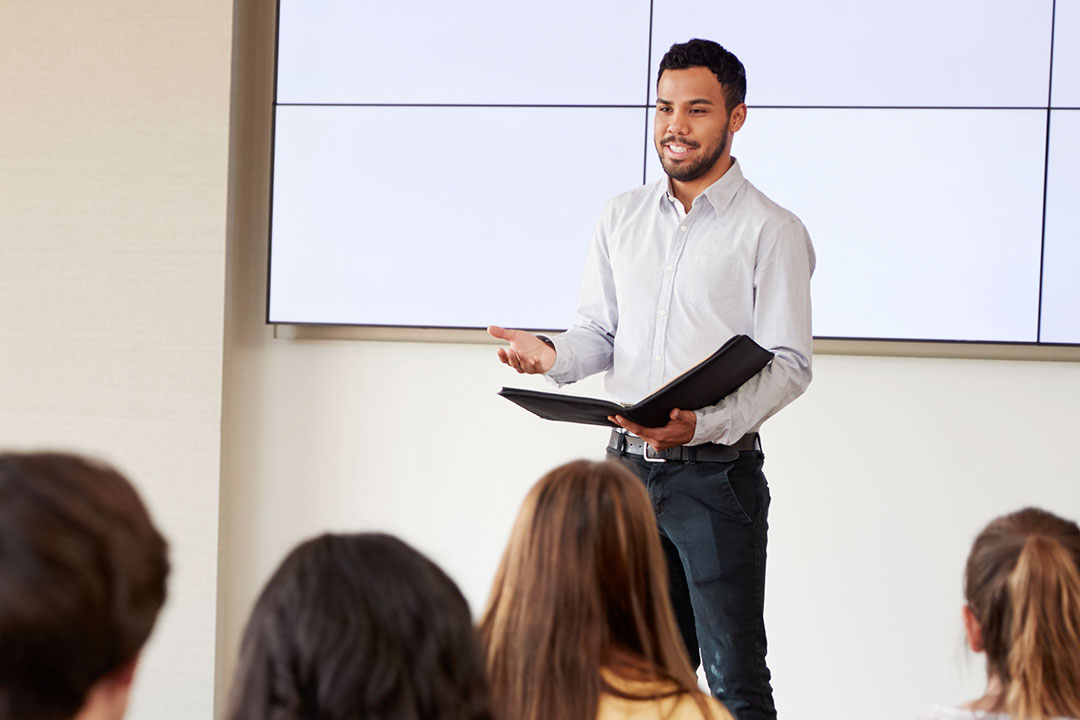 student giving a presentation