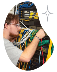 person working on servers