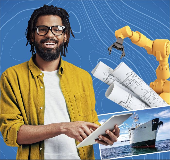 Student and a photo of the Point Sur research ship