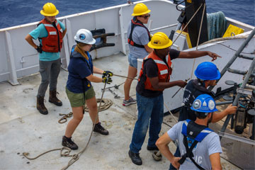 Students on research vessel