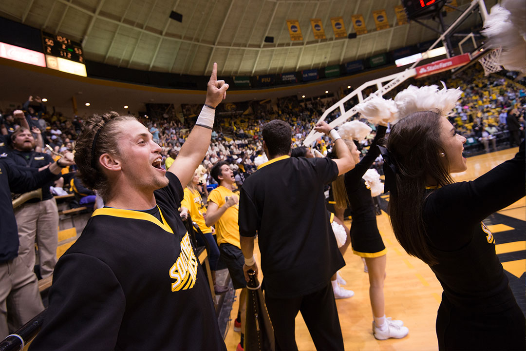 Cheerleaders at a basketball game